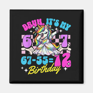 Bruh 67-5512 12th Birthday Dabbing Unicorn Girl Magnet