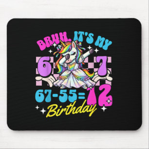 Bruh 67-5512 12th Birthday Dabbing Unicorn Girl Mouse Pad