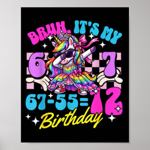 Bruh 67-5512 12th Birthday Princes Unicorn Girl Poster