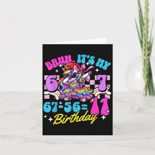 Bruh 67-5611 11th Birthday Unicorn Cool Girl Kid Card