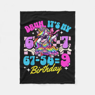 Bruh 67-589 9th Birthday Princess Unicorn Girl Kid Fleece Blanket