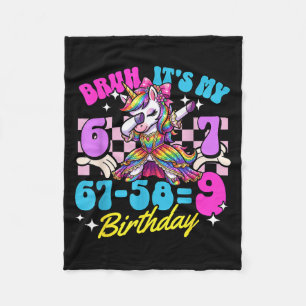 Bruh 67-589 9th Birthday Unicorn Dabbing Girl Kid Fleece Blanket