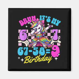 Bruh 67-589 9th Birthday Unicorn Dabbing Girl Kid Magnet