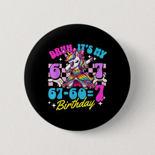 Bruh 67-607 7th Birthday Unicorn Dabbing Girl Kid 6 Cm Round Badge