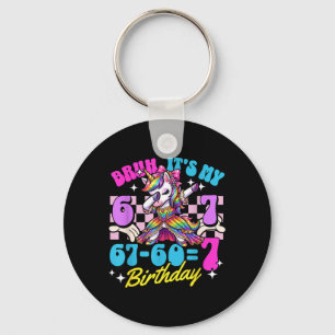 Bruh 67-607 7th Birthday Unicorn Dabbing Girl Kid Key Ring