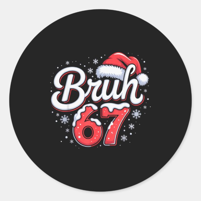 Bruh 67 Boys Christmas Pyjamas Teens Boys Kids Xma Classic Round Sticker (Front)