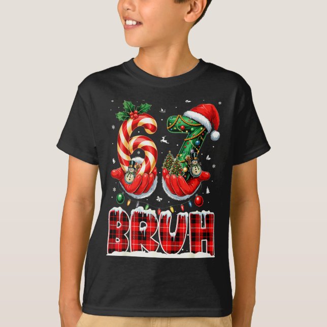 Bruh 67 Christmas 6 7 Meme Pajamas Holiday Gen Alp T-Shirt (Front)
