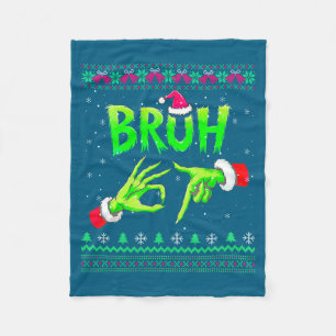 Bruh 67 Christmas Ugly Sweater Six Seven Meme 6 7  Fleece Blanket