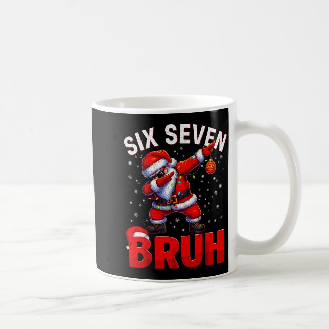 Bruh 67 Dabbing Santa Funny Meme Six Seven Christm Coffee Mug (Right)