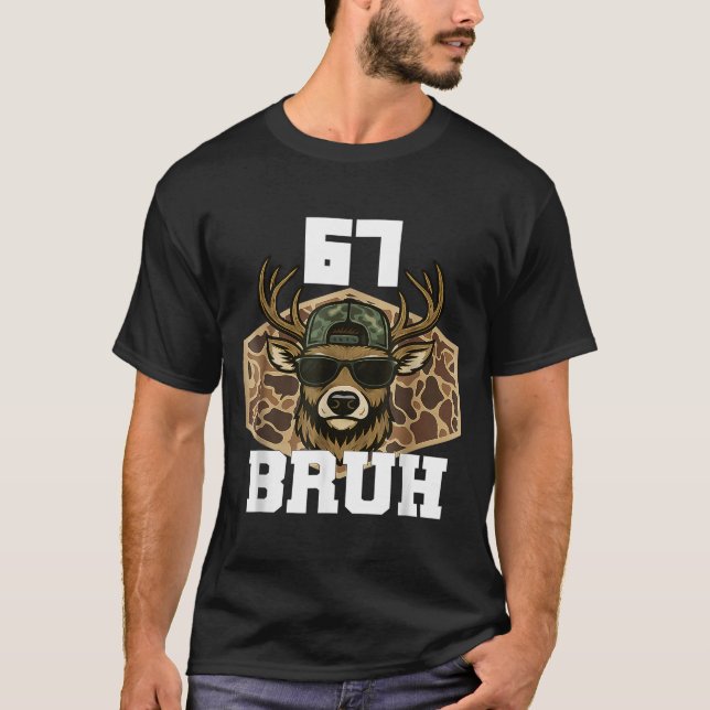 Bruh 67 Deer Funny Deer Hunting Camo Hat Youth Tee (Front)