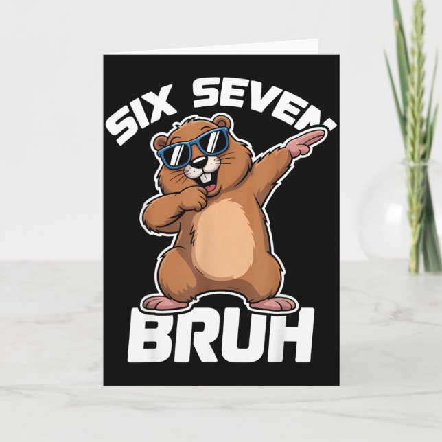 Bruh 67 Funny Groundhog 6-7 Meme Pyjamas Boys Girl Card (Front)