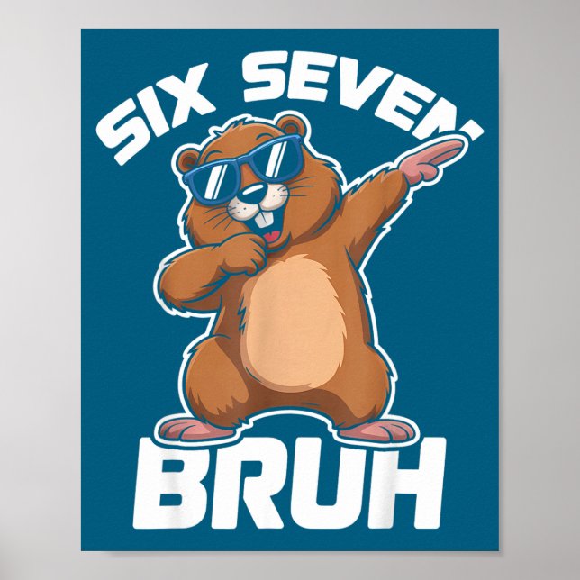 Bruh 67 Funny Groundhog 6-7 Meme Pyjamas Boys Girl Poster (Front)