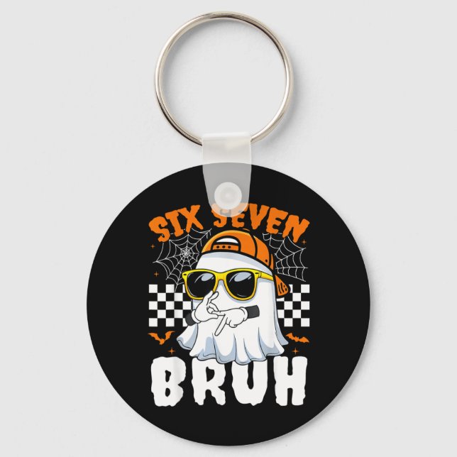 Bruh 67 Halloween Funny Six Seven Meme Brainrot Key Ring (Front)