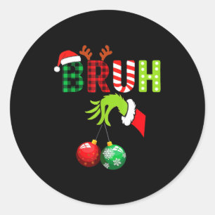 Bruh 67 Six Seven 6 7 Meme Christmas Funny Gen Alp Classic Round Sticker