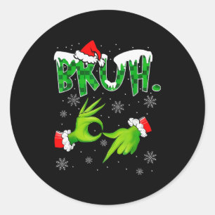 Bruh 67 Six Seven 6 7 Meme Christmas Funny Gen Alp Classic Round Sticker