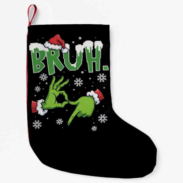 Bruh 67 Six Seven 6 7 Meme Christmas Funny Gen  Small Christmas Stocking (Front)