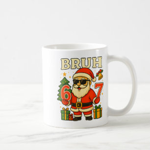Bruh 67 Six Seven 6 7 Meme Christmas Santa Pajamas Coffee Mug