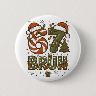 Bruh 67 Six Seven 6 7 Retro Christmas Funny Boy Gi Cm Round Badge