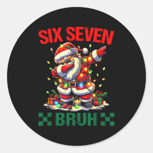 Bruh 67 Six Seven Funny Christmas Santa Claus 6 7 Classic Round Sticker