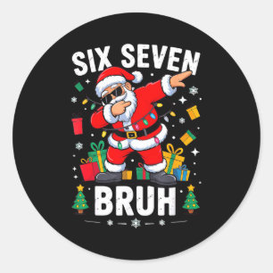 Bruh 67 Six Seven Santa Dabbing Christmas Classic Round Sticker