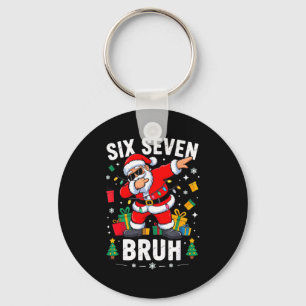 Bruh 67 Six Seven Santa Dabbing Christmas Key Ring