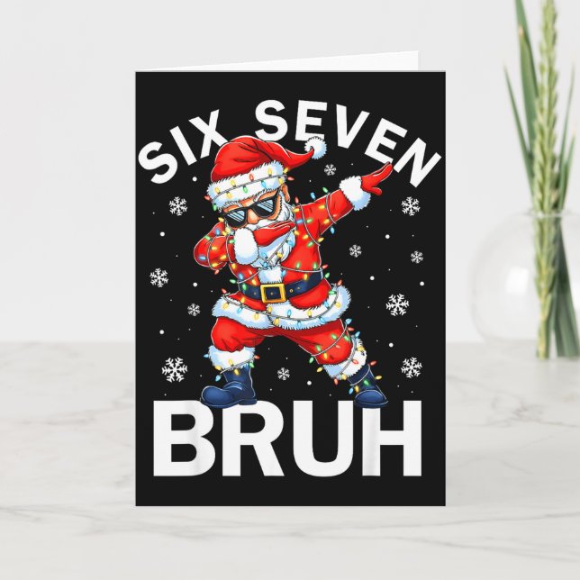 Bruh 67 Six Seven Santa Dabbing Christmas Meme Boy Card (Front)