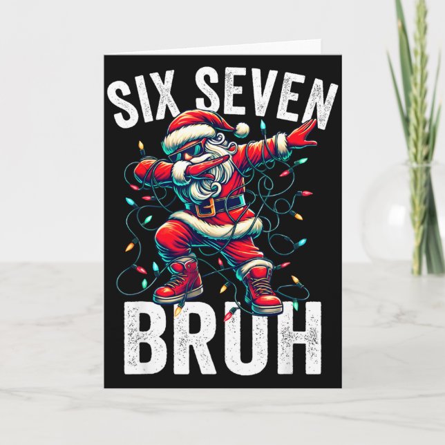 Bruh 67 Six Seven Santa Dabbing Christmas Meme Boy Card (Front)