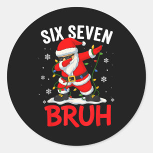 Bruh 67 Six Seven Santa Dabbing Christmas Meme Boy Classic Round Sticker