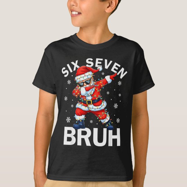 Bruh 67 Six Seven Santa Dabbing Christmas Meme Boy T-Shirt (Front)