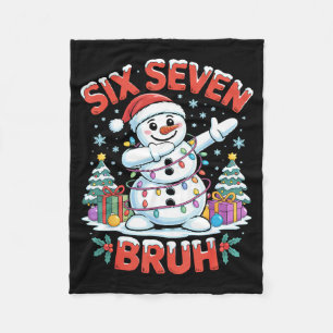 Bruh 67 Six Seven Snowman Dabbing Christmas Shirts Fleece Blanket
