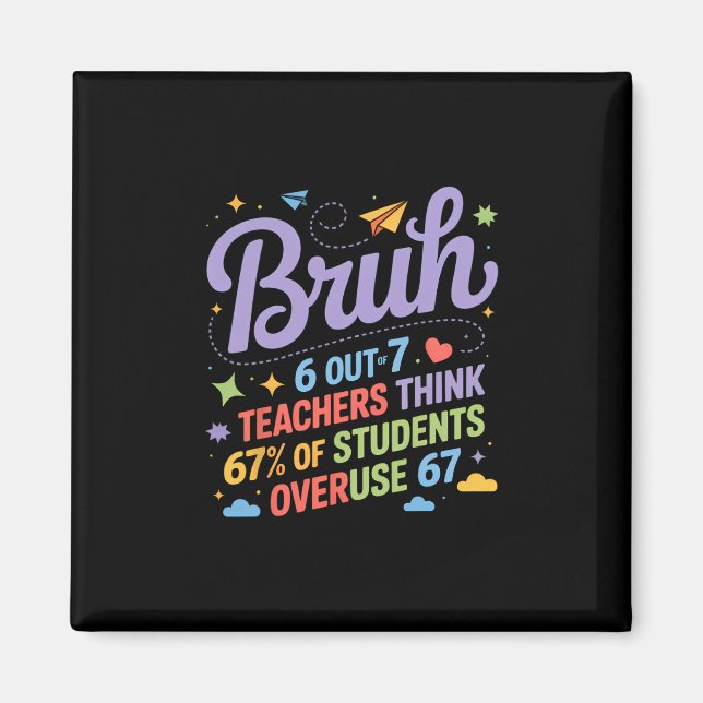 Bruh 67 Teachers Meme Funny School Quote  Magnet (Front)