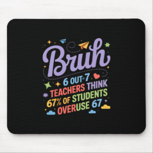 Bruh 67 Teachers Meme Funny School Quote Mouse Pad