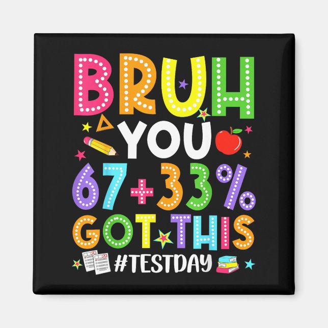 Bruh 67 test day meme got this teacher testing boy magnet (Front)