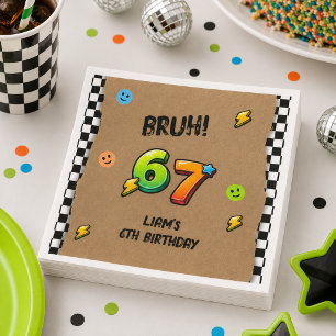 Bruh 6 7 Boys 6th Birthday  Napkin