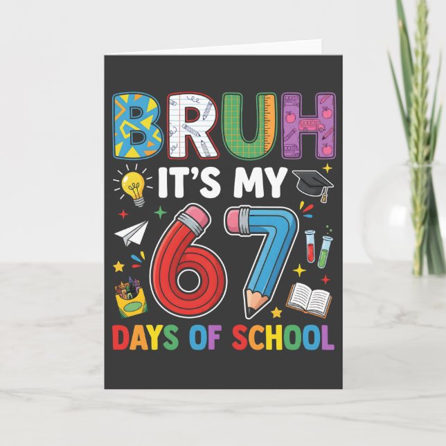 Bruh 6 7 Days Funny Retro Card (Front)