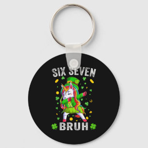Bruh 6 7 meme st patrick's day six seven kids boys key ring