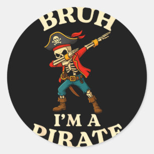Bruh a pirate dabbing skull lazy halloween costume classic round sticker