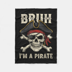 Bruh a pirate skull meme funny skeleton eyepatch fleece blanket