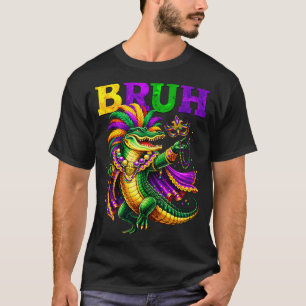 Bruh Alligator Gold Purple Green Design T-Shirt