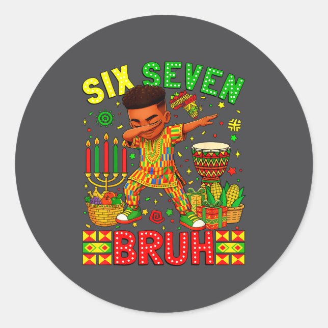 Bruh American Black History 67 Seven African Dabbi Classic Round Sticker (Front)