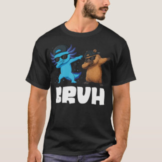 Bruh Axolotl And Capybara Dabbing Funny Men Boys T-Shirt