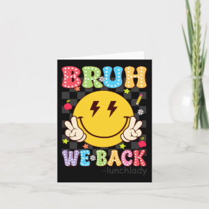 Bruh Back Lunch Lady Retro Smile Face Dalmatian Card