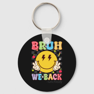 Bruh Back Lunch Lady Retro Smile Face Dalmatian Key Ring