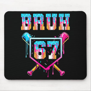 Bruh Baseball Ice Cream Drip Number 67 Player 67th Mouse Pad