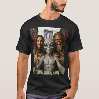 Bruh Bigfoot Alien Jesus Rock On Hand Sign Ufo T-Shirt