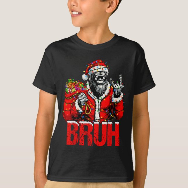 Bruh Bigfoot Christmas Funny Sasquatch Xmas For Me T-Shirt (Front)
