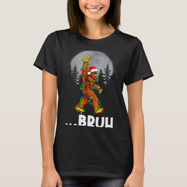 Bruh Bigfoot Christmas Shirt Christmas Tree Xmas S (Front)