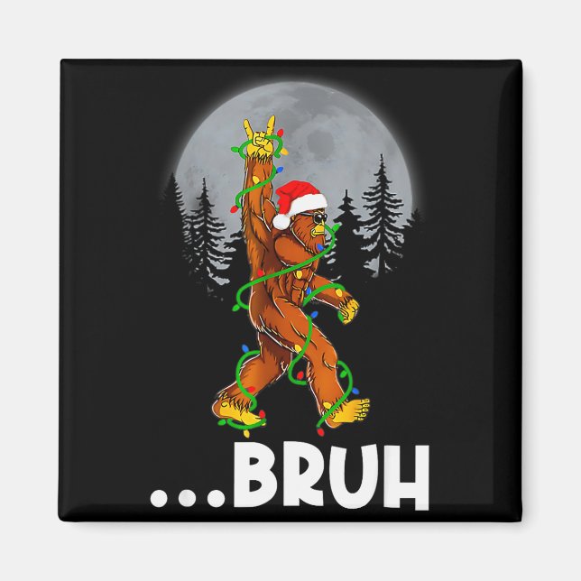 Bruh Bigfoot Christmas Shirt Christmas Tree Xmas S Magnet (Front)