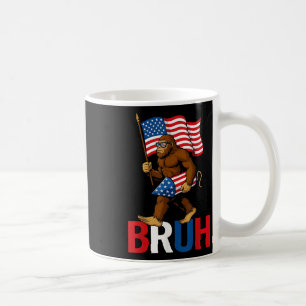 Bruh Bigfoot Fireworks American Flag Patriotic 4th Coffee Mug