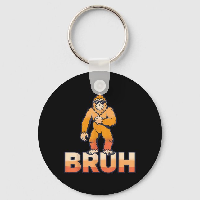 Bruh Bigfoot Funny Sasquatch Meme Key Ring (Front)